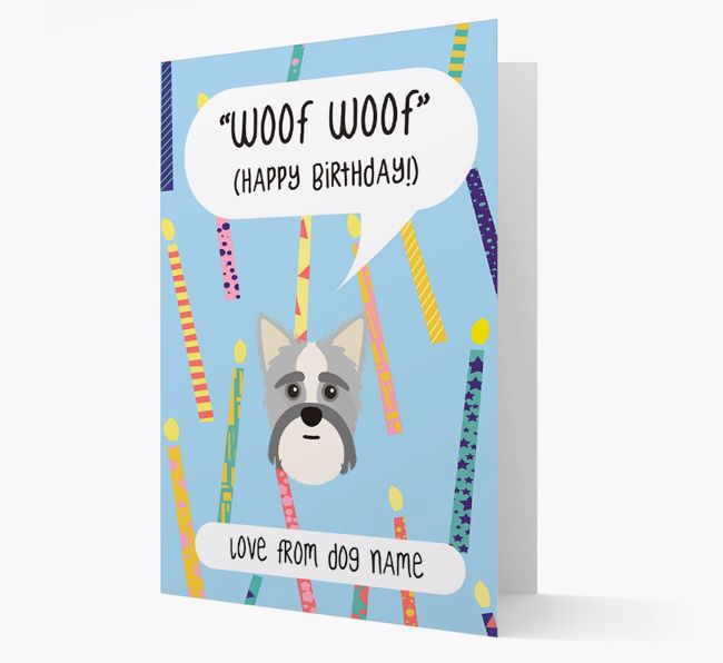 Personalised 'Woof Woof' Birthday Card with {breedFullName} Icon